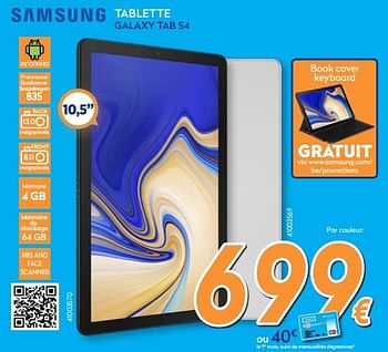 Promotions Samsung ablette galaxy tab s4 - Samsung - Valide de 27/08/2018 à 26/09/2018 chez Krefel