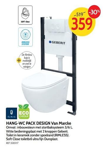 Promoties Hang wc pack design - Van Marcke - Geldig van 05/09/2018 tot 24/09/2018 bij BricoPlanit