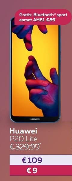 Promoties Huawei p20 lite - Huawei - Geldig van 13/08/2018 tot 30/09/2018 bij Proximus