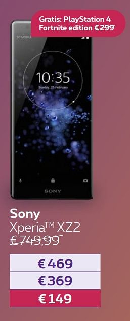 Promoties Sony xperia xz2 - Sony - Geldig van 13/08/2018 tot 30/09/2018 bij Proximus