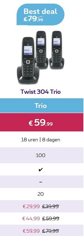 Promoties Twist 304 trio - Huismerk - Proximus - Geldig van 13/08/2018 tot 30/09/2018 bij Proximus