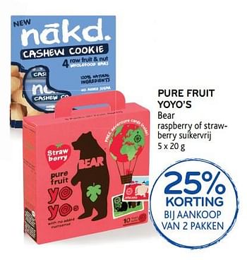 Promoties Pure fruit yoyo`s 25% korting bij aankoop van 2 pakken - Nákd - Geldig van 29/08/2018 tot 11/09/2018 bij Alvo
