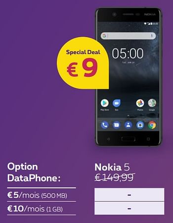 Promotions Nokia 5 - Nokia - Valide de 13/08/2018 à 30/09/2018 chez Proximus