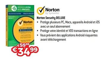 Promotions Norton security deluxe - Norton - Valide de 17/08/2018 à 30/09/2018 chez Exellent