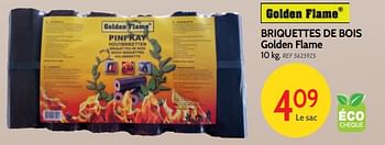 Promotions Briquettes de bois golden flame - Golden Flame - Valide de 05/09/2018 à 24/09/2018 chez BricoPlanit