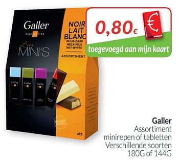 Promoties Assortiment minirepen of tabletten - Galler - Geldig van 28/08/2018 tot 24/09/2018 bij Intermarche