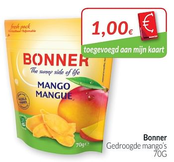 Promoties Gedroogde mango`s - Bonner - Geldig van 28/08/2018 tot 24/09/2018 bij Intermarche