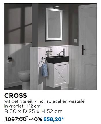 Promoties Toiletmeubel cross wit getinte eik - Balmani - Geldig van 03/09/2018 tot 30/09/2018 bij X2O