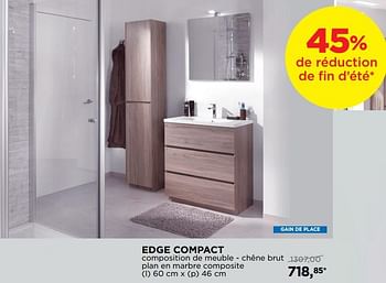 Promotions Edge compact composition de meuble - chêne brut plan en marbre composite - Storke - Valide de 03/09/2018 à 30/09/2018 chez X2O
