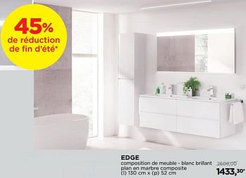 Promotions Edge composition de meuble - blanc brillant plan en marbre composite - Storke - Valide de 03/09/2018 à 30/09/2018 chez X2O