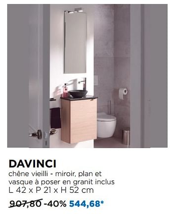Promotions Davinci chêne vieilli - miroir, plan et vasque à poser en granit inclus - Balmani - Valide de 03/09/2018 à 30/09/2018 chez X2O