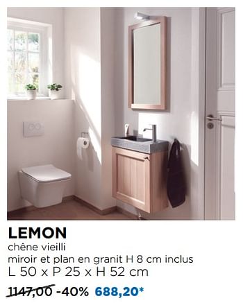 Promotions Lemon chêne vieilli miroir et plan en granit - Balmani - Valide de 03/09/2018 à 30/09/2018 chez X2O