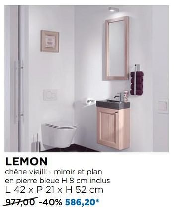 Promotions Lemon chêne vieilli - miroir et plan en pierre bleue - Balmani - Valide de 03/09/2018 à 30/09/2018 chez X2O