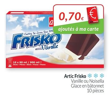 Promotions Artic frisko vanille ou noisella glace en bâtonnet - Arctic - Valide de 28/08/2018 à 24/09/2018 chez Intermarche