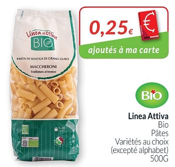 Promotions Linea attiva bio pâtes - Linea - Valide de 28/08/2018 à 24/09/2018 chez Intermarche