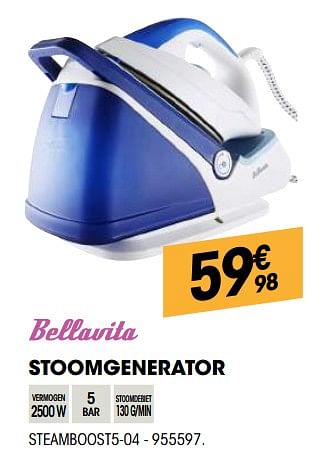 Promoties Bellavita stoomgenerator steamboost5-04 - Bellavita - Geldig van 29/08/2018 tot 22/09/2018 bij Electro Depot