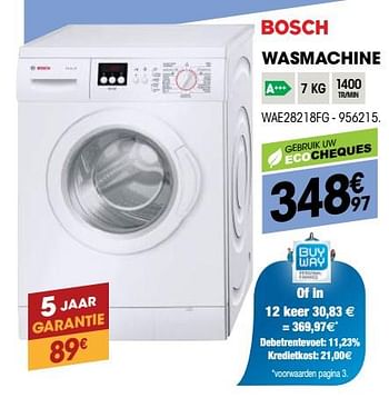 Promotions Bosch wasmachine wae28218fg - Bosch - Valide de 29/08/2018 à 22/09/2018 chez Electro Depot