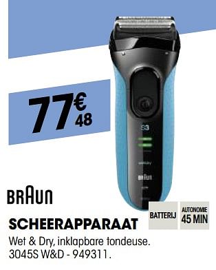 Promoties Braun scheerapparaat 3045s w+d - Braun - Geldig van 29/08/2018 tot 22/09/2018 bij Electro Depot