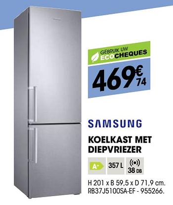 Promotions Samsung koelkast met diepvriezer rb37j5100sa-ef - Samsung - Valide de 29/08/2018 à 22/09/2018 chez Electro Depot