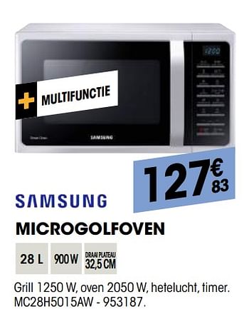 Promoties Samsung microgolfoven mc28h5015aw - Samsung - Geldig van 29/08/2018 tot 22/09/2018 bij Electro Depot