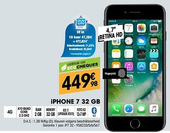 Promoties Apple iphone 7 32 gb ip7 32 - Apple - Geldig van 30/08/2018 tot 22/09/2018 bij Electro Depot