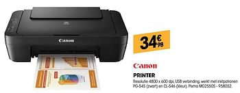 Promoties Canon printer pixma mg2550s - Canon - Geldig van 30/08/2018 tot 22/09/2018 bij Electro Depot