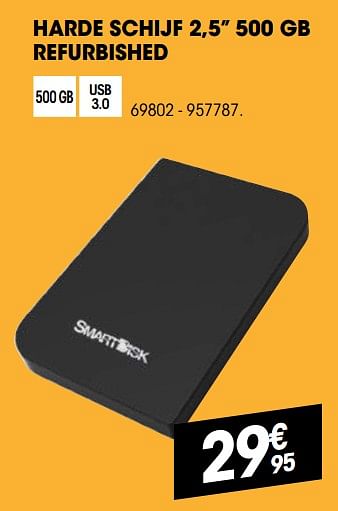 Promoties Smartdisk by verbatim harde schijf 500 gb refurbished 69802 - Verbatim - Geldig van 30/08/2018 tot 22/09/2018 bij Electro Depot