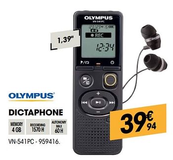 Promotions Olympus dictaphone vn-541pc - Olympus - Valide de 30/08/2018 à 22/09/2018 chez Electro Depot
