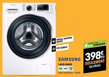 Promotions Samsung lave-linge ww81j6400cw-en - Samsung - Valide de 30/08/2018 à 22/09/2018 chez Electro Depot