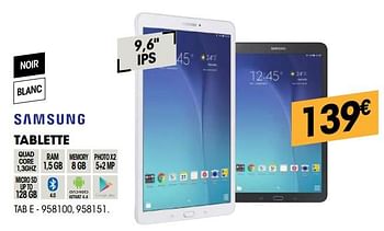 Promotions Samsung tablette tab e - Samsung - Valide de 30/08/2018 à 22/09/2018 chez Electro Depot