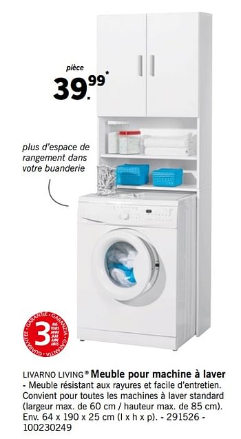 Promoties Meuble pour machine à laver - Livarno Living - Geldig van 03/09/2018 tot 30/09/2018 bij Lidl