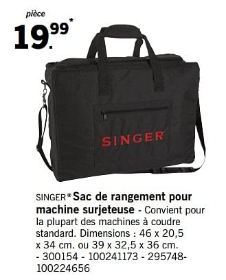 Promotions Sac de rangement pour machine surjeteuse - Singer - Valide de 03/09/2018 à 30/09/2018 chez Lidl