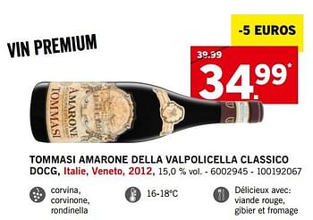 Promotions Tommasi amarone della valpolicella classico docg - Vins rouges - Valide de 03/09/2018 à 30/09/2018 chez Lidl