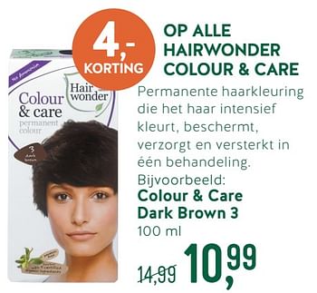 Promoties Colour + care dark brown 3 - Hairwonder - Geldig van 27/08/2018 tot 23/09/2018 bij Holland & Barret