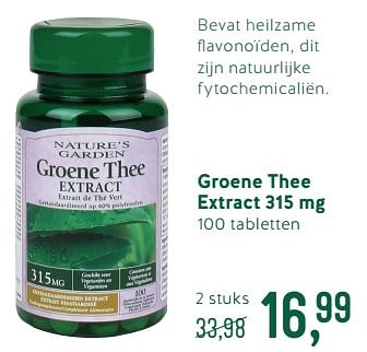 Promoties Groene thee extract 315 mg - Nature's Garden - Geldig van 27/08/2018 tot 23/09/2018 bij Holland & Barret