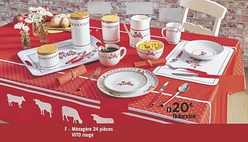 Promoties Ménagère 24 pièces vito rouge - Finlandek - Geldig van 28/08/2018 tot 28/10/2018 bij Géant Casino