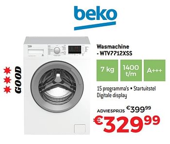 Promoties Beko wasmachine - wtv7712xss - Beko - Geldig van 01/09/2018 tot 30/09/2018 bij Exellent