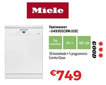 Promoties Miele vaatwasser - g4930scbwjusc - Miele - Geldig van 01/09/2018 tot 30/09/2018 bij Exellent
