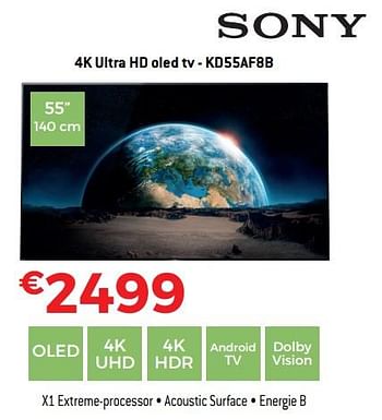 Promoties Sony 4k ultra hd oled tv - kd55af8b - Sony - Geldig van 01/09/2018 tot 30/09/2018 bij Exellent