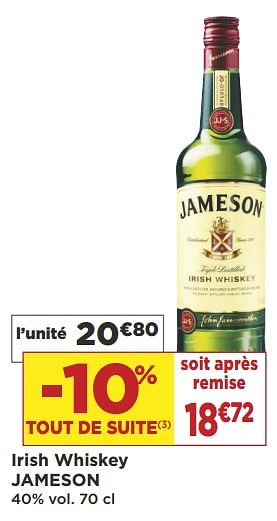 Promotions Irish whiskey jameson - Jameson - Valide de 04/09/2018 à 18/09/2018 chez Super Casino