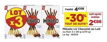 Promoties Mikado lu chocolat au lait - Lu - Geldig van 04/09/2018 tot 18/09/2018 bij Super Casino