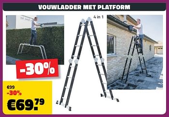 Promoties Vouwladder met platform - Huismerk - Bouwcenter Frans Vlaeminck - Geldig van 05/09/2018 tot 30/09/2018 bij Bouwcenter Frans Vlaeminck