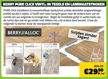 Promoties Berry pure click vinyl: in tegels en laminaatstroken - Berry Alloc - Geldig van 05/09/2018 tot 30/09/2018 bij Bouwcenter Frans Vlaeminck