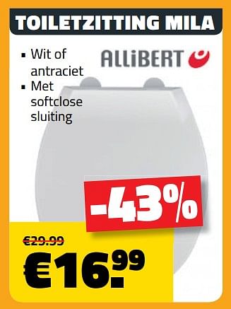 Promoties Toiletzitting mila - Allibert - Geldig van 05/09/2018 tot 30/09/2018 bij Bouwcenter Frans Vlaeminck