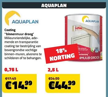 Promoties Coating - Aquaplan - Geldig van 05/09/2018 tot 30/09/2018 bij Bouwcenter Frans Vlaeminck