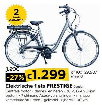 Promotions Elektrische fiets prestige condor - Prestige Fietsen - Valide de 30/08/2018 à 26/09/2018 chez Molecule