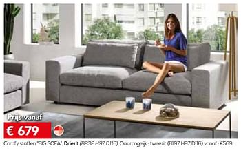 Promoties Comfy stoffen big sofa - Huismerk - Meubelen Crack - Geldig van 01/09/2018 tot 30/09/2018 bij Meubelen Crack