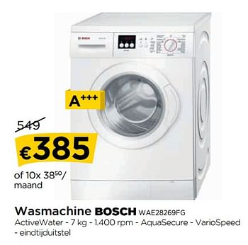 Promoties Wasmachine bosch wae28269fg - Bosch - Geldig van 30/08/2018 tot 26/09/2018 bij Molecule