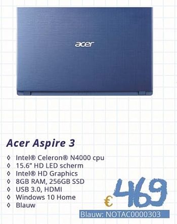 Promotions Acer aspire 3 - Acer - Valide de 01/09/2018 à 30/09/2018 chez Compudeals