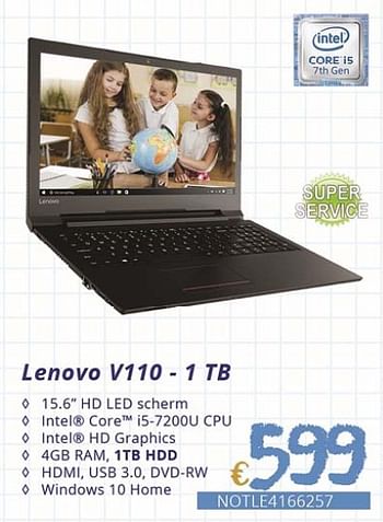 Promotions Lenovo v110-1tb - Lenovo - Valide de 01/09/2018 à 30/09/2018 chez Compudeals
